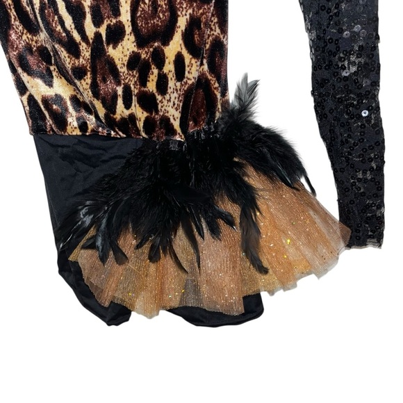 Weissman black sequins dance dress leotard costume child M mc 8804 feathers - Picture 6 of 7